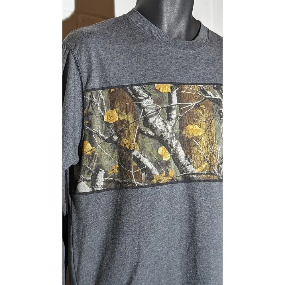 Legendary Mens Gray Camo Panel Long Sleeve T-Shirt Camouflage Print Top Medium